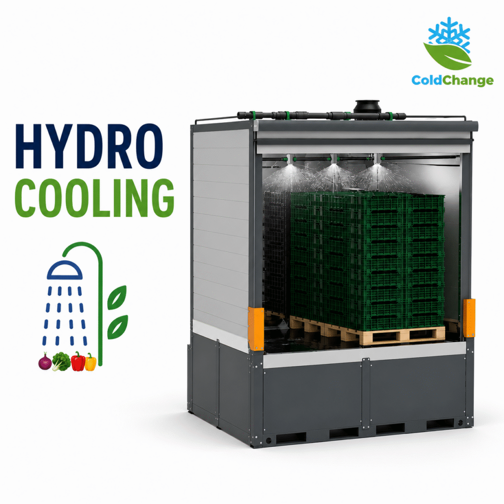 Hydro cooler for rapid hydro cooling of fresh produce and vegetables