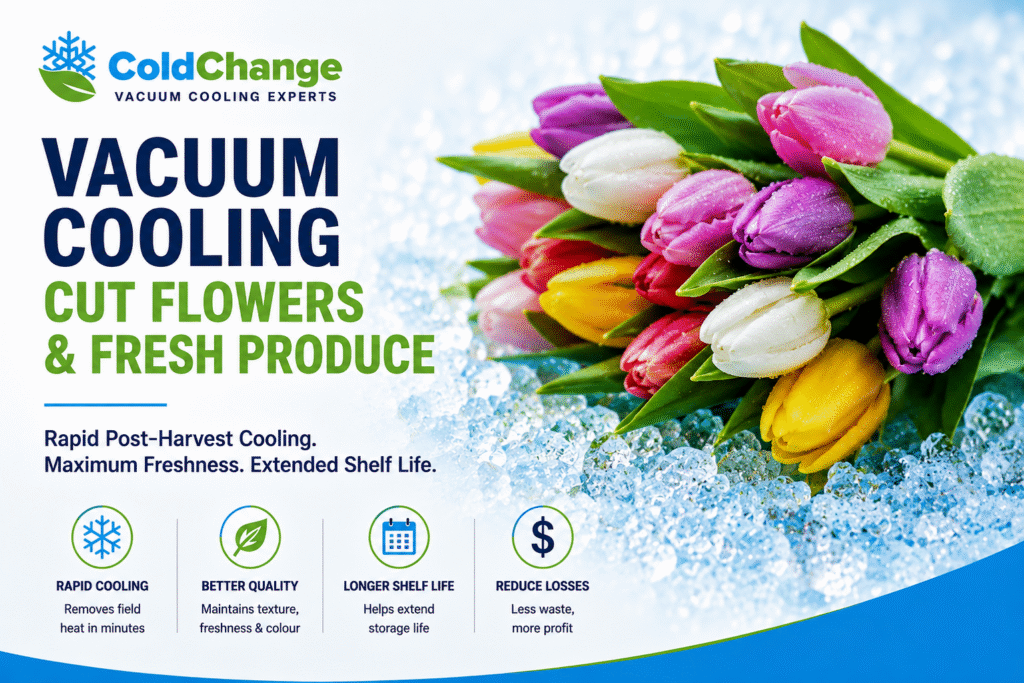 Vacuum cooling for cut flowers – Cold Change industrial vacuum cooler